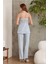 2810 Kadın Dantelli Penye Sabahlıklı Pijama Takım-Mist 3
