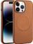 Apple iPhone 14 Pro Max Kılıf Pu Deri Wireless Tacsafe Derix Sert Kapak Kahverengi 1