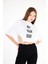 AS Anita Store Yanı Sallantılı Taş Detaylı Not Your Baby Baskılı Oversize Crop T-Shirt 4