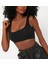 Kadın Kare Yaka Siyah Slim Fit Mini Crop Top Bluz 1