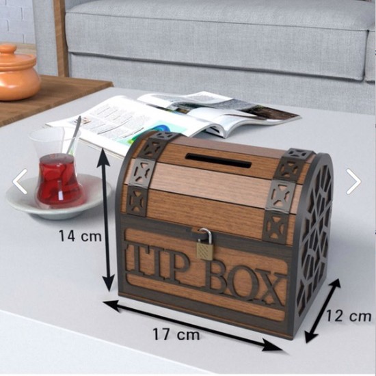 Tip Box Ahşap Kumbara Sandık Tipi Tipbox Kilitli Fiyatı