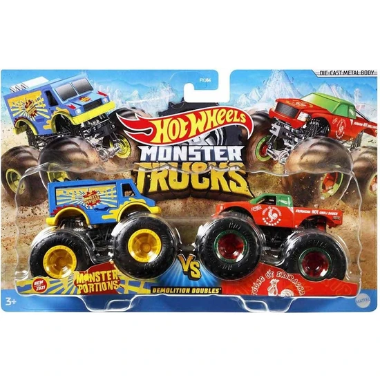 Hot Wheels FYJ64 Hot Wheels Monster Trucks Güçlü Ikili 1:64 Arabalar