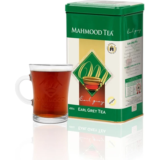 Mahmood Tea Bergamotlu Seylan Dökme Çayı Earl Grey Teneke Kutu 450 gr + Bardak