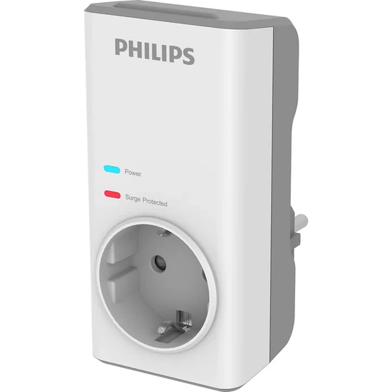 Philips Tekli Akım Korumalı Priz 1140JUL Aşırı Gerilim Korumalı Emniyet Kepengi CHP7010W Beyaz