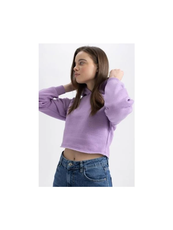 DeFacto Kapüşonlu Basic Crop Sweatshirt Z9510AZ22AU