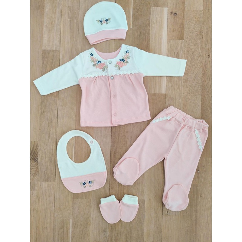 Sitilin Kız Bebek Somon Hastane Çıkışı STL4684 0 - 3 Ay Özel Olay İçin Şık Takım