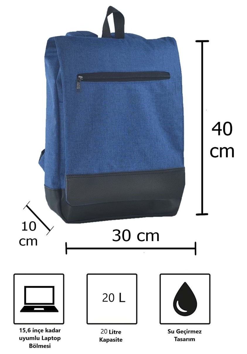 Bagorama Unisex 15.6" Laptop / Tablet Uyumlu Kumaş Sırt Çantası - Siyah görsel 8