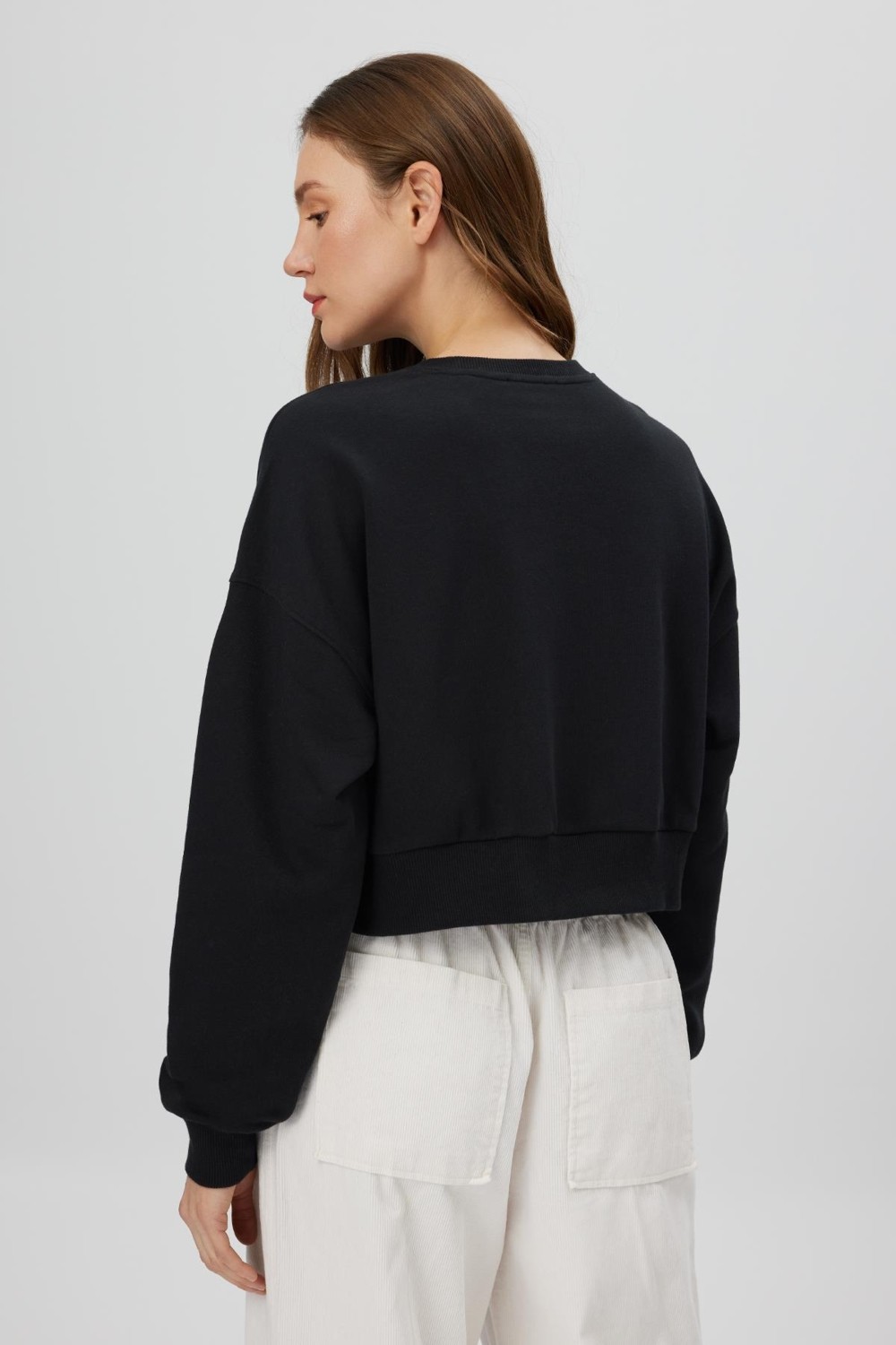 Babokah Nakışlı Crop Sweatshirt görsel 2