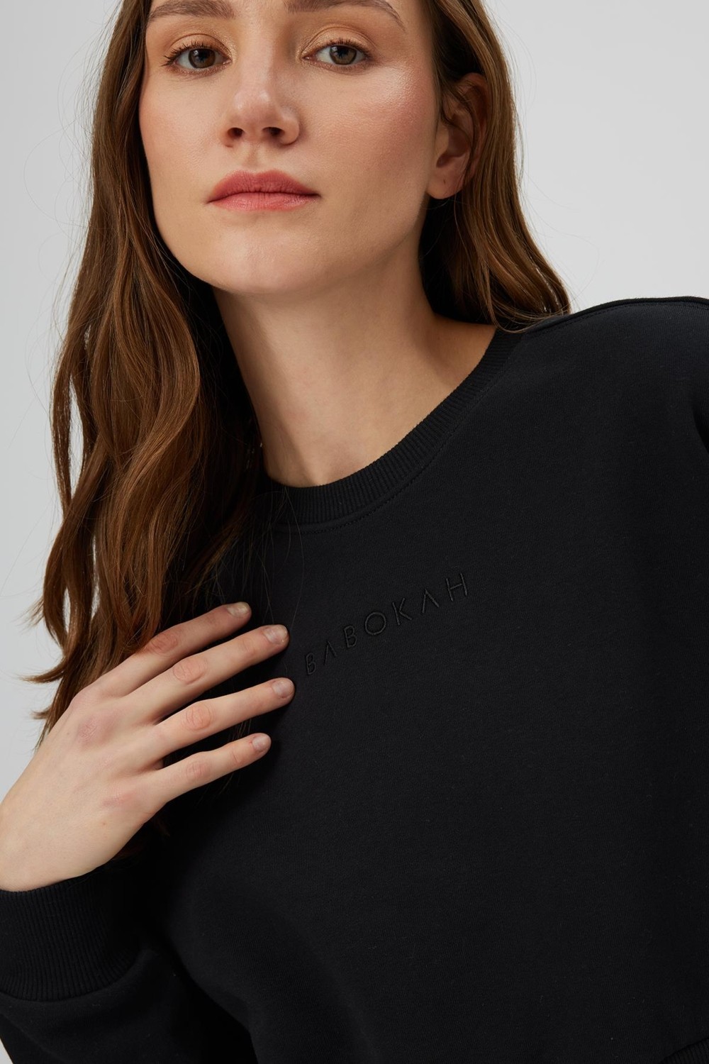 Babokah Nakışlı Crop Sweatshirt görsel 3
