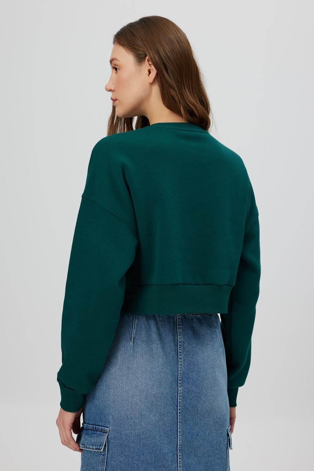 Babokah Nakışlı Crop Sweatshirt görsel 7