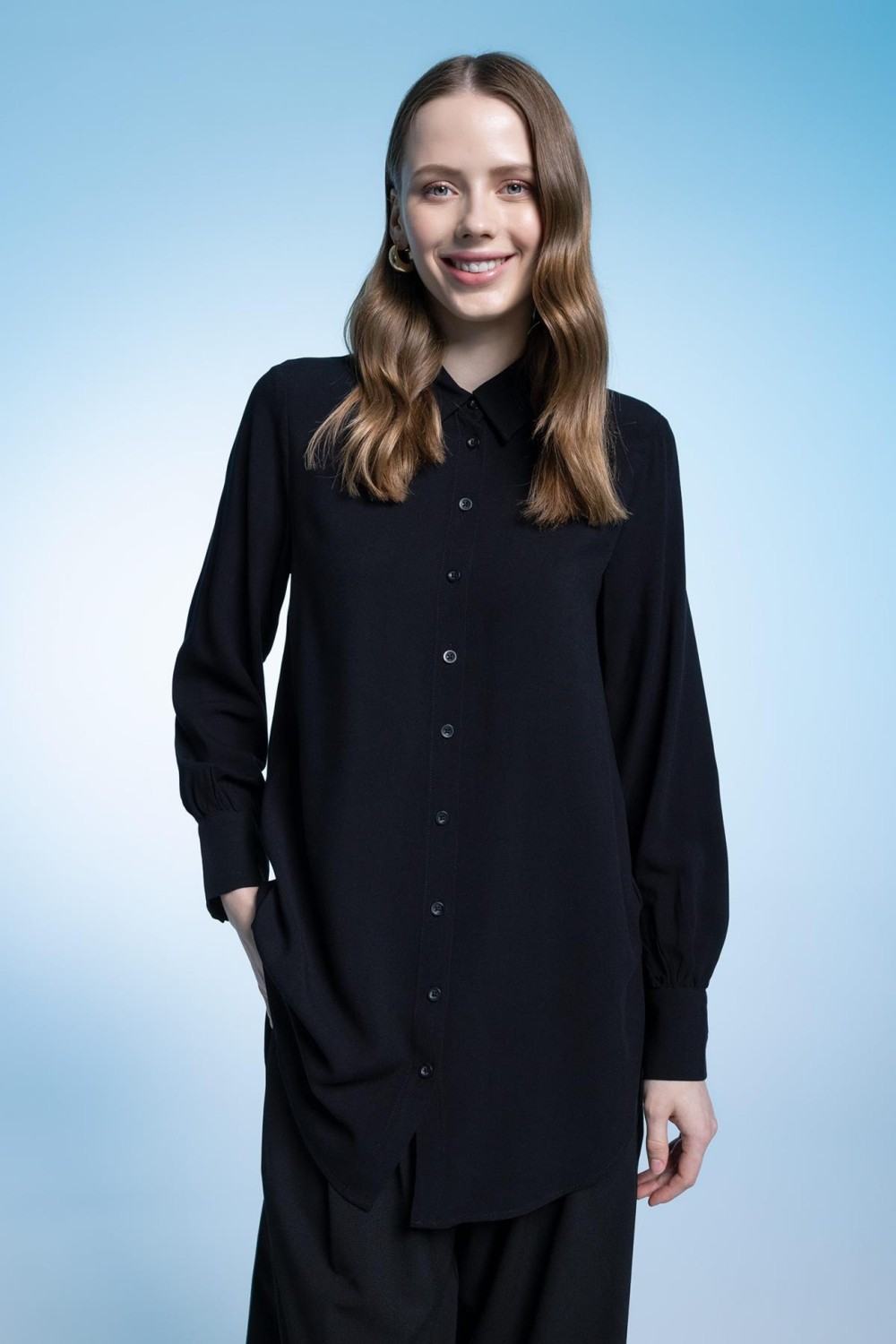 DeFacto Regular Fit Uzun Kollu Gömlek Tunik Z3538AZ23SM görsel 3