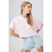 Babokah Kol Ucu Katlamalı Crop T-Shırt