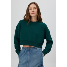 Babokah Nakışlı Crop Sweatshirt