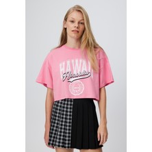 Babokah Baskılı Kısa Kol Crop T-Shırt