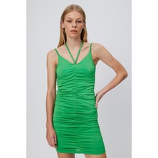 Babokah Büzgülü Askılı Elbise