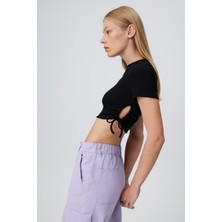 Babokah Yan Büzgülü Crop Top