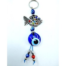 Helis Nazar Boncuk Balıklı Anahtarlık El Yapımı Cam Aksesuar