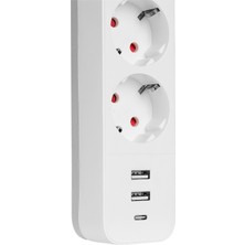 S-Link 1.5mt Akım Korumalı 3 Lü Grup Priz 100% Bakır 750 Joule 2 USB +1 Type C Girişli