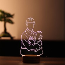 By Lamp Mühendis LED Masa Lambası Ahşap Taban 7 Farklı Işık Renkli
