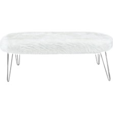 Zem Şila Bench Beyaz Peluş - Silver Ayaklı