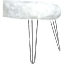 Zem Şila Bench Beyaz Peluş - Silver Ayaklı