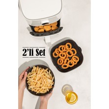 Vienev Katlanır Silikon Pişirme Hava Fritözü Kalıbı Airfryer Tüm Fritözlere Uyumlu 2'li