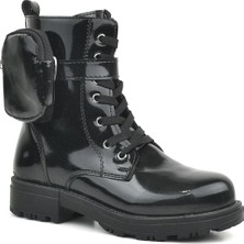 Rakerplus Siyah Rugan Fermuarlı Bağcıklı Cüzdanlı Kız Çocuk Bot