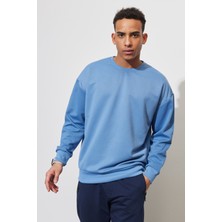 Altınyıldız Classics Erkek Indigo Oversize Bol Kesim Bisiklet Yaka Düz Sweatshirt