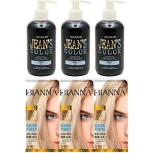 BioMagic Jeans Color Saç Boyası Mavi 250 ml 3 Adet + Bianna Saç Açıcı 3 Adet