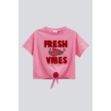 Babokah (Kids Girl) Baskılı Nakışlı Crop T-Shırt