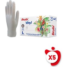 Beybi Pudrasız Vinil Eldiven L Beden Beyaz 100'lü 5 Paket