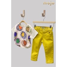 Escabel Mojo Kız Çocuk Ultra Esnek Renkli Denim Pantolon 2348 Sarı