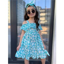 Modavals Mint Yeşili Kardeş Kombin Kız Çocuk Elbise & Bandana Kombin
