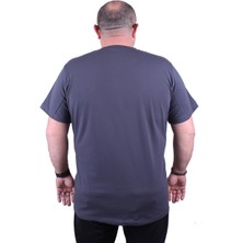 Moc Grande Mocgrande Erkek Büyük Beden Likralı Basic Sıfır Yaka Tişört 11160 Fume