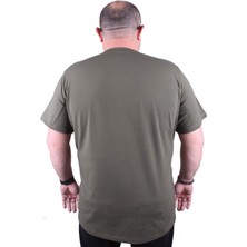 Starbattal Erkek Büyük Beden Likralı Basic Sıfır Yaka Tişört 11160 Hakı