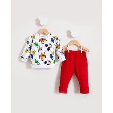 Bubito Özel Karakterler Baskılı Bebek Alt Üst Takım Kırmızı