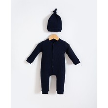 Bubito Tarz Şapkalı Fitilli Penye Bebek Tulum Lacivert Erkek Çocuk 9 - 12 Ay Özel Olay