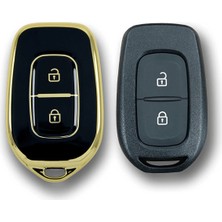 BigKey Renault Symbol 12-18 Dacia Sandero 2 Buton Siyah Oto Anahtar Kumanda Kabı Kılıfı Oto Anahtarlık