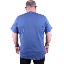 Starbattal Erkek Büyük Beden Likralı Basic V Yaka Tişört 11170 Indıgo