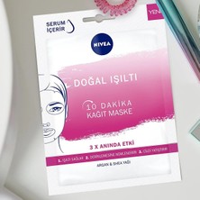 NIVEA Doğal Işıltı 10 Dakika Yüz Kağıt Maske 1 adet;Argan Yağı&Shea Yağı ile Yorgun Ciltler için Mükemmel Bakım;