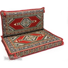 Shark Anatolia Oryantal Desenli Şark Köşesi Tekli Sedir Takımı Kırmızı