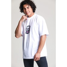 EM Brothers Beyaz Baskılı Oversize T-Shirt