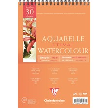 Clairefontaine Etival Coldpres Üstten Spiralli Sulu Boya Bloğu A5 300 gr 30 Yaprak Renkli Kağıt
