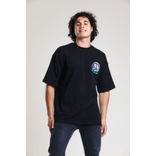 EM Brothers Siyah Baskılı Oversize T-Shirt