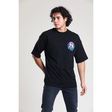 EM Brothers Siyah Baskılı Oversize T-Shirt