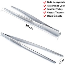 Noyiska Profesyonel Şef Cımbızı Pratik Pişirme Cımbızı Çelik Maşa 30CM Masterchef Sunum Maşası