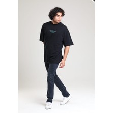 EM Brothers Siyah Baskılı Oversize T-Shirt