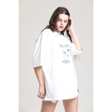 EM Brothers  Oversize T-Shirt Krem Rengi