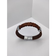 Sapphire Store Erkek Kahverengi Erkek Deri Örgü Bileklik