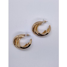 Sapphire Store Gold Renk 3 Kalın Halka Küpe